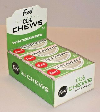 Ford Wintergreen Store Display W 20 Chicle Chewing Gum Packs Boxes 1950s Rare
