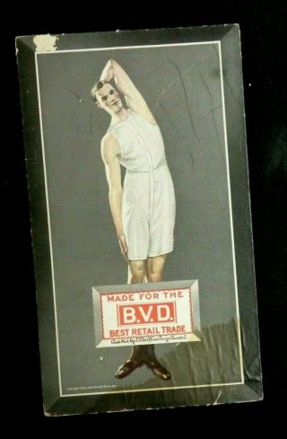 Rare 1923 Bvd Dealer Ad Display Sign Men Underwear Garment Brief Art Us