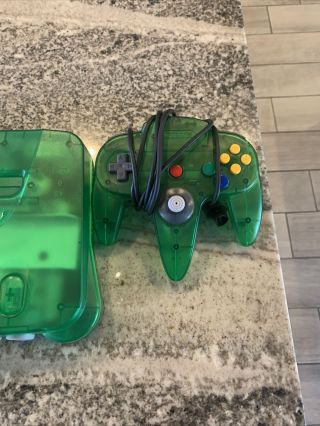 Nintendo 64 N64 Jungle Green Console w/3 Matching Rare Controllers 3