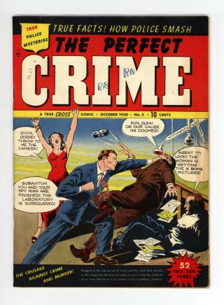 Perfect Crime 5 Fn 6.  0 - Extremely Rare Issue - Great Cover 1950,  Brutal