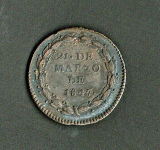 1847 Guatemala Silver Proclamation Medal Vg,  Rare