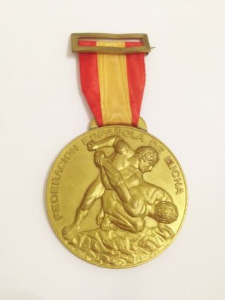 Rare European Wrestling Championship 1974 Madrid Spain Gold Medal