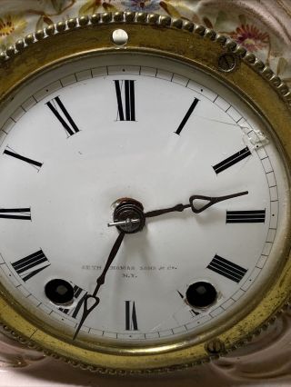 Rare Antique Germany Clock Royal Rudolstadt Porcelain Base Seth Thomas Movement 2