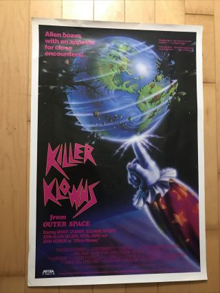 Killer Klowns From Outer Space - 27”x 40” Rolled Promo Poster•media Vhs•rare•