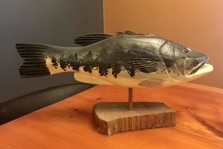 Rare Wek Will Kirkpatrick Hand Carved Wooden Fish Decoy - 15” Long