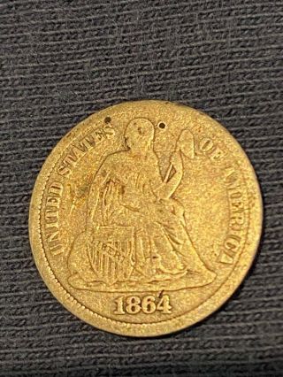 1864 S Seated Liberty Silver Dime Coin Circ Rare San Francisco Civil War Era