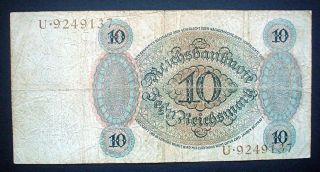 GERMANY 10 REICHSMARK 1924 f (Very Rare Banknote). 2