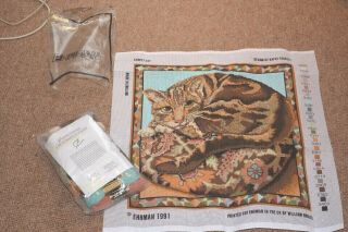 Rare Retired Ehrman Needlepoint Tapestry Kit Carpet Cat By Kaffe Fassett