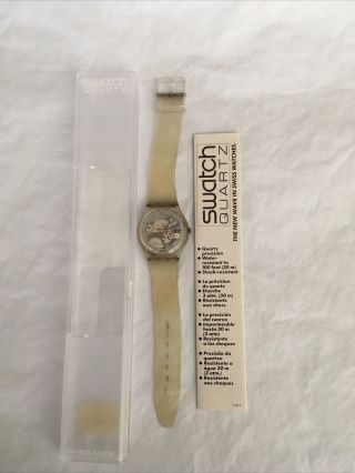 1985 Jelly Fish Swatch Watch Rare 1st Gk100 7 Hole Band Vtg Battery