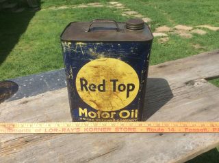 Red Top Two Gallon Oil Can Warren Pa.  Rare Vintage Service Garage Shop
