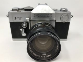 Vintage Petri Ft Camera Body With Rare 1:1.  4 F=55mm Lens Made In Japan