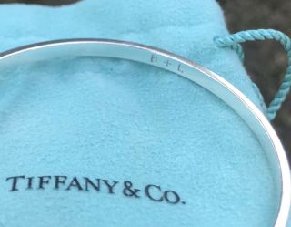 Auth RARE Tiffany & Co.  Sterling Silver 925 I Love You Notes Bangle Bracelet 3