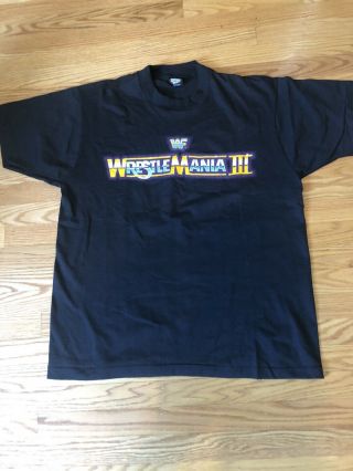 Rare Vintage Wwf Wrestlemania 3 Shirt Pontiac Silverdome Hogan Andre Sz Xl 50/50