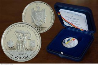 Moldova 1 Oz Silver 100 Lei Union Of Basarabia With Romania 2018 Coin Proof Rare