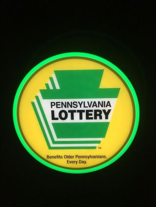 Pennsylvania Lottery 18 " Lighted Advertising Window Sign Rare