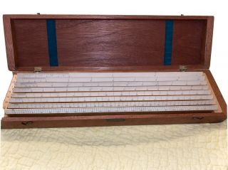 Vintage Eugene Dietzgen Co.  Drafting Wooden Case Set Of 8 Rulers - Rare Find
