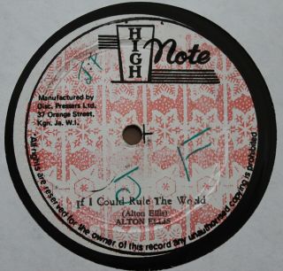 Alton Ellis 12” Single “if I Could Rule The World” High Note Rare Reggae