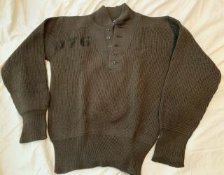Rare Wwii Us Navy 5 - Button Sweater