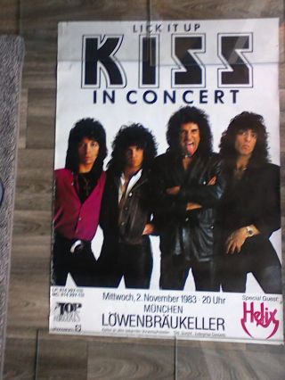 Kiss Lick It Up Concert Arena Poster European.  Very Rare