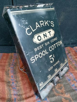 Vintage Clark’s Ont Spool Metal Thread Display Dispenser W/backstand Rare Find