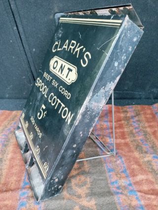 Vintage Clark’s ONT Spool Metal Thread Display Dispenser w/backstand Rare Find 3