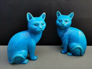 19th / 20th Chinese Antique Blue Cat - Very Rare Highly Collectable