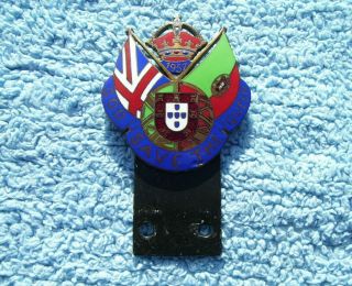 Vintage 1957 Royal Tour Of Portugal Car Badge - " God Save The Queen " Rare
