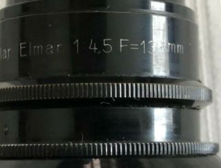 VINTAGE Leica Leitz 135mm f4.  5 Elmar screw mount Lens,  Black & Nickel.  RARE 2