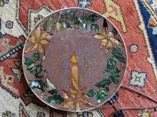 Antique Rare Noma Cheer - O - Lite 14 " Metal Light Up Xmas Decor Wreath Candle Old