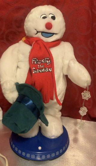 Gemmy Snowflake Spinning Rare Frosty The Snowman Scarf Animated Sings See Video