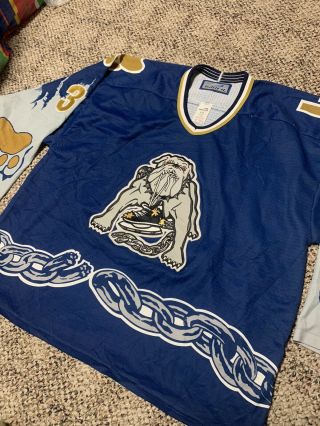 Vtg 33 Long Beach Ice Dogs Jersey Bauer Authentic Ihl Xl Rare Sewn Game Style