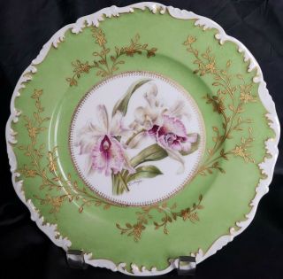Antique T&v Limoges France Hand Painted Orhids Plate Signed By Artist Rare 8