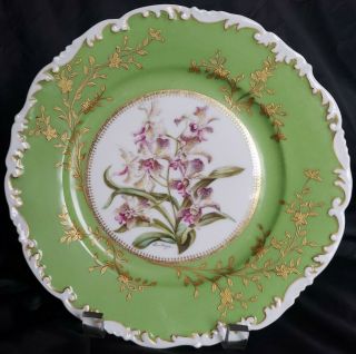 Antique T&v Limoges France Hand Painted Orhids Plate Signed By Artist Rare 2