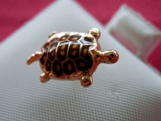 14k Solid Yellow Gold Rare Detailed Turtle Pin Tie Tack
