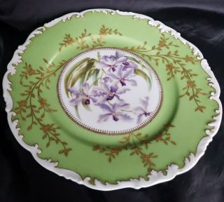 Antique T&v Limoges France Hand Painted Orhids Plate Signed By Artist Rare 7
