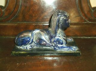 Very Rare Antique 19th Century Pottery Sphinx Figure By Cotton & Barlow,  Longton