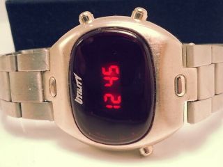 Vintage 1970 Ultra - Rare Utility Red - Led (tv - Bubble Dial) Chronograph Mens Watch
