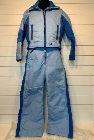 Vintage SPORTSCASTER SNOWSUIT 3 Piece SMALL Blue Women ' s Ski Suit GORGEOUS RARE 2