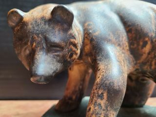 RARE MAIGON DAGA Grizzly Bear Animal Sculpture on Green Slate Stone Base 2