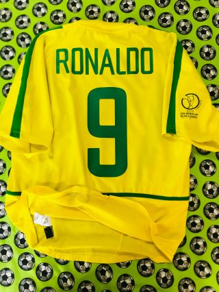 Ultra Rare Nike Brazil Brasil Home Soccer Football Jersey World Cup 2002 Ronaldo