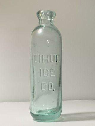 Rare Lihue Ice Co.  Mini Funnel Top Kauai Hawaii Hutchinson Soda Bottle