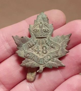 Rare Ww1 48th Battalion British Columbia Canada Military Badge Detecting Find