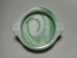 Rare Akro Agate Marbled Green & White Glass Popeye Ashtray