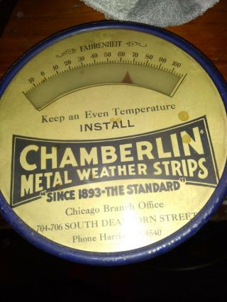 Vintage Rare Round Advertising Thermometer Chamberlin Early 1900s