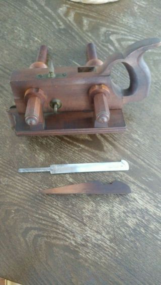 Antique M.  Crannell Albany Ny Wood Screw Arm Molding Plow Plane Woodworking Rare