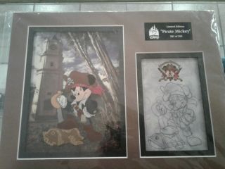 Rare Disney Mickey Mouse " Pirate Mickey " Laser Cel Limited Edition 282/500