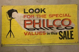 Rare Vintage Philco Advertising Hanging Banner Sign