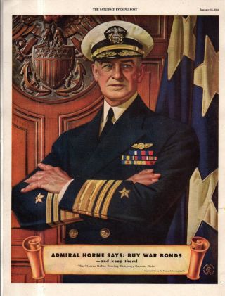 1945 J.  C.  Leyendecker World War Two Ad - Admiral Horne - Very Rare