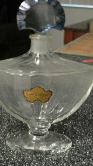 Guerlain Paris Shalimar Blue Stopper Baccarat Crystal Perfume Bottle France - Rare