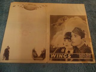 Wings (1928) Clara Bow 4 Page Jumbo Herald 10 " By15 " Very Rare
